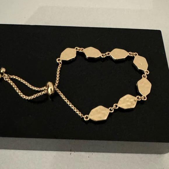 Pale Peach Faux Stone Gold Tone Slide Bracelet - Picture 2 of 3